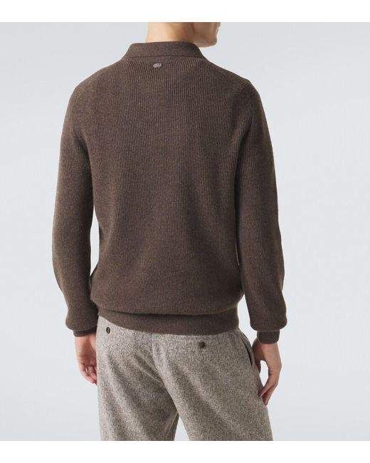 Agnona Brown Cashmere Polo Sweater for men