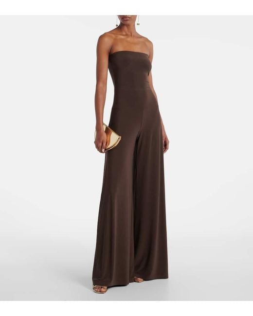 Norma Kamali Purple Strapless Jersey Jumpsuit