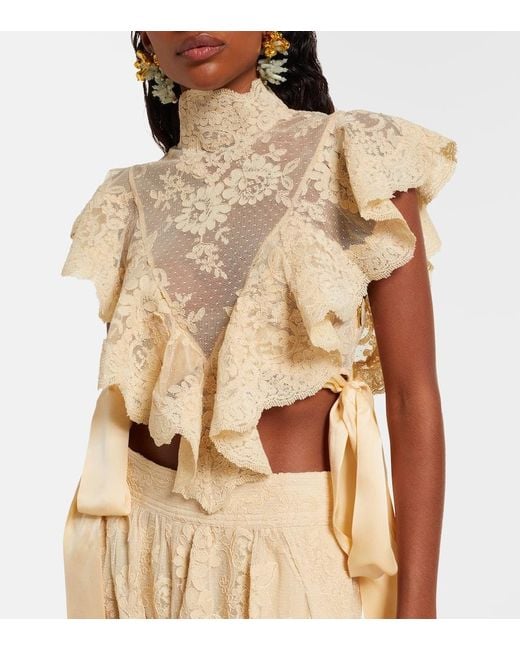 Zimmermann Natural Hypnotic Ruffled Lace Top