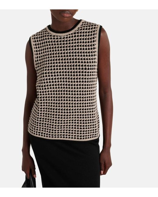 Max Mara Black Max Mara Fleres Patterned Cotton Sweater Vest