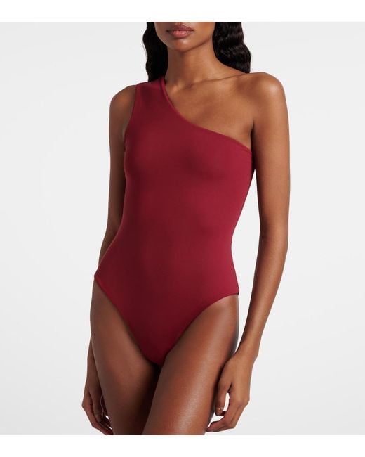 Taller Marmo Red One-Shoulder Swimsuit And Beach Cover-Up Set