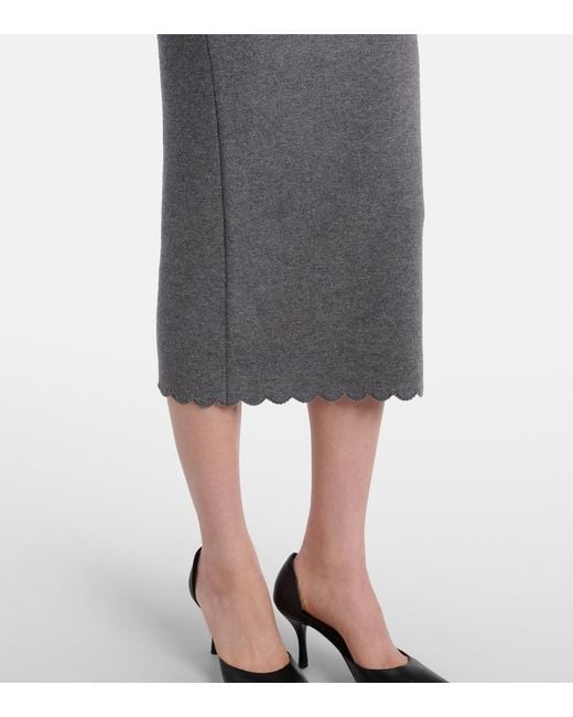 Self-Portrait Gray Scalloped Peplum Midi Dress