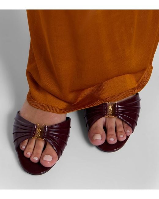 Saint Laurent Brown Babylone Leather Slides