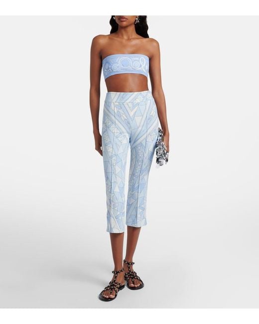 Emilio Pucci Blue Angoli Jersey Capri Pants