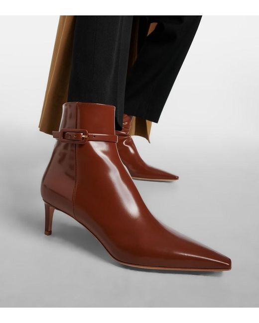Gianvito Rossi Brown Patent Leather Ankle Boots