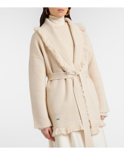 Alanui Natural Finest Fringed Cashmere And Cotton Cardigan