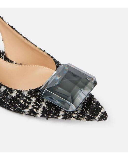 Gianvito Rossi Metallic Jaipur 55 Boucle Slingback Pumps