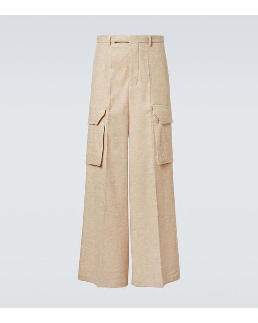 Rick Owens Natural Firebanks Cotton And Linen Cargo Pants for men