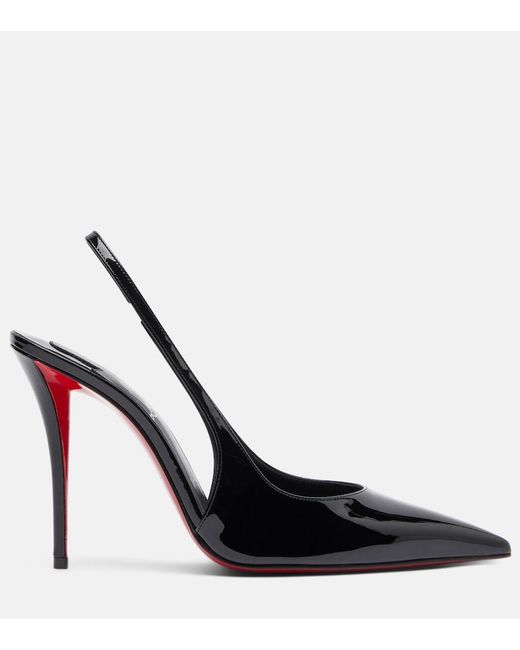 Christian Louboutin Black Miss Z Patent Leather Slingback Pumps