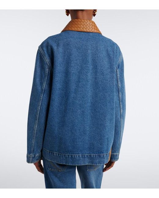 Bottega Veneta Blue Intrecciato Oversized Denim Jacket