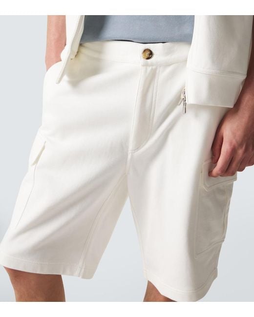 Brunello Cucinelli White Cotton-Blend Bermuda Shorts for men