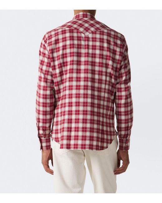 Eleventy Red Plaid Cotton Shirt for men