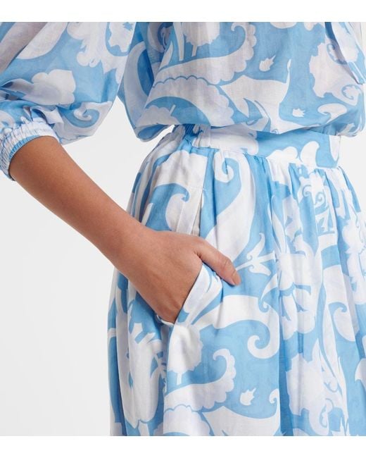 Etro Blue Paisley Print Maxi Skirt