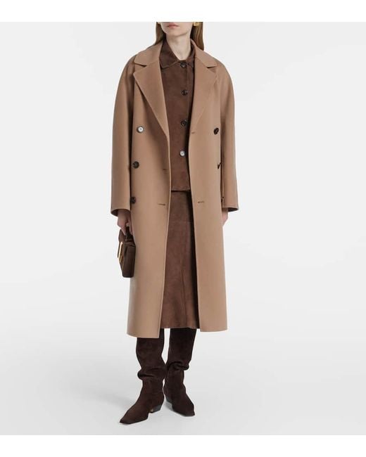 Max Mara Natural Paul Double-Breasted Virgin Wool Coat