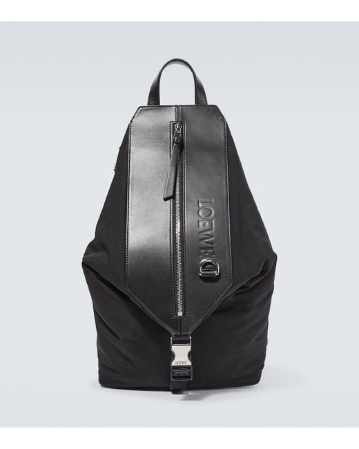 Loewe Leather-trimmed Backpack in Black for Men | Lyst