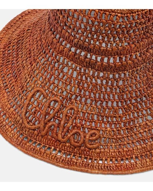 Chloé Brown Raffia Sun Hat