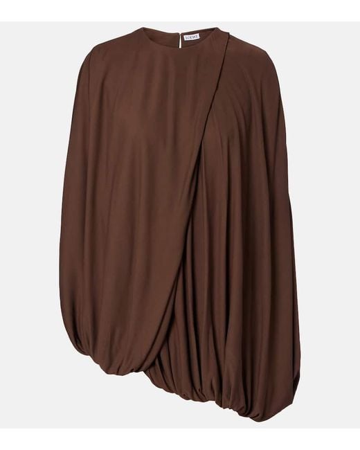 Loewe Brown Asymmetric Draped Jersey Top