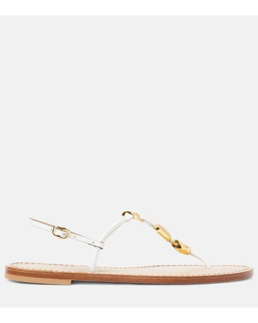 Amanu White Nairobi Leather Thong Sandals