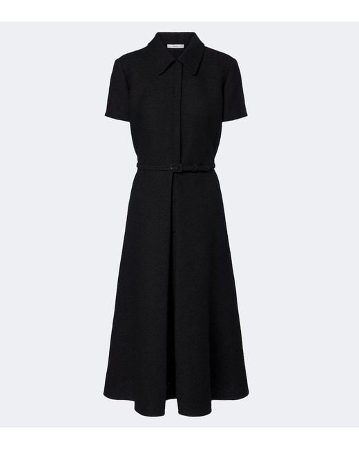 Fendi Black Wool-Blend Boucle Midi Dress