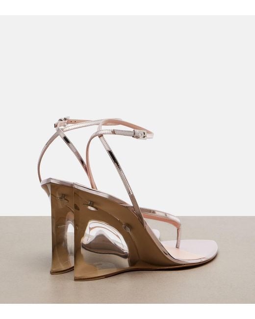Alaïa White Invisible Leather Wedge Thong Sandals