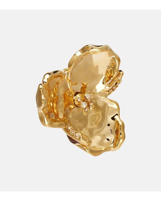 Oscar de la Renta Metallic Blossom Crystal-Embellished Earrings