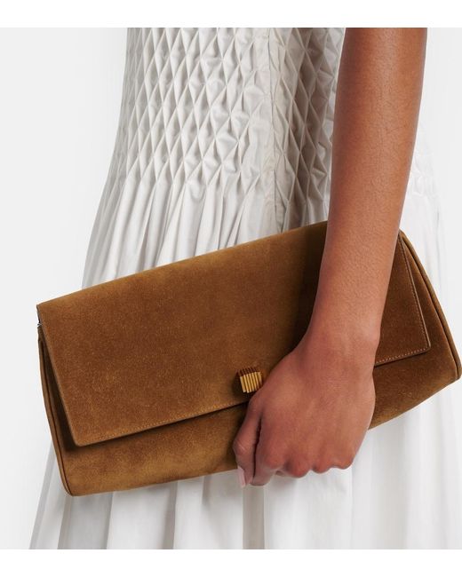 Khaite Brown Audrey Suede Clutch