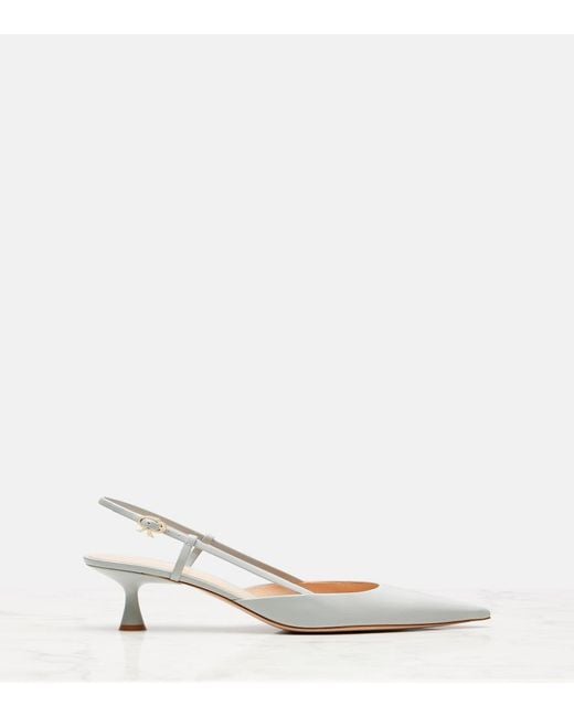 Gianvito Rossi White Ascent 55 Leather Slingback Pumps