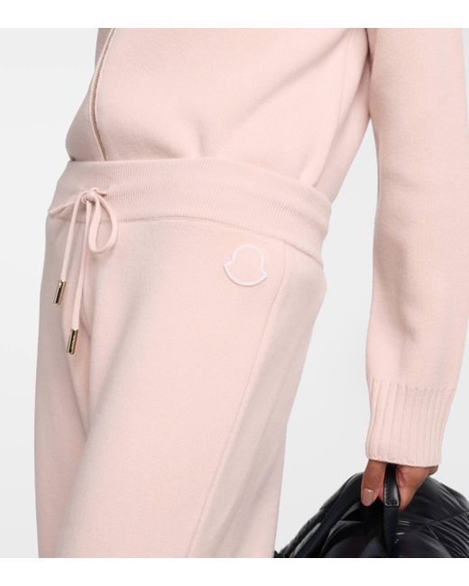 Moncler Pink Wool And Cashmere Sweatpants