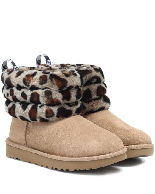 Ugg Natural Fluff Mini Suede Ankle Boots