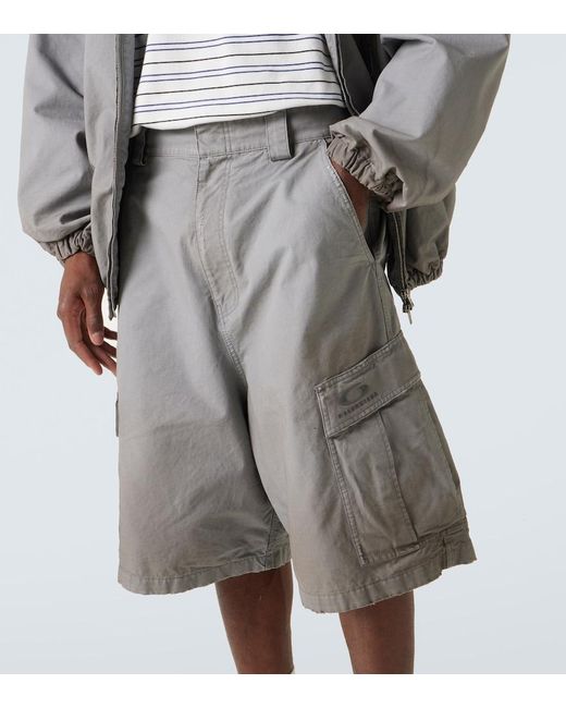 Balenciaga Gray Cotton Cargo Shorts for men