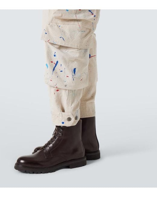 Greg Lauren Natural Painters Printed Cotton Cargo Pants for men