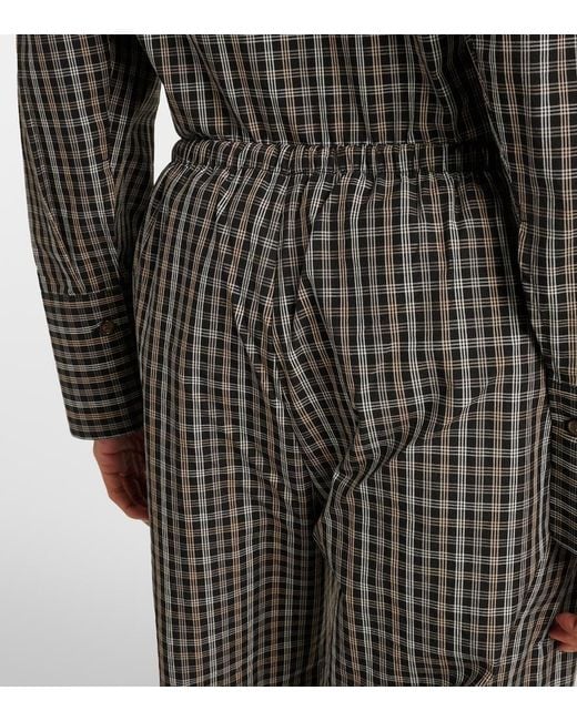Rohe Gray Checked Cotton Wide-Leg Pants