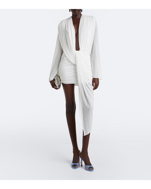 Christopher Esber White Ripple Draped Asymmetric Minidress