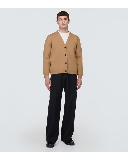 Miu Miu Brown Logo Wool-Blend Cardigan for men