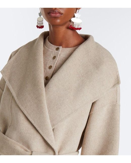 Isabel Marant Natural Ceaton Wool And Cashmere Wrap Coat
