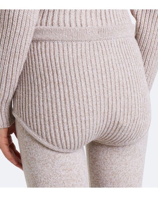Magda Butrym Natural Ribbed-Knit Wool Shorts