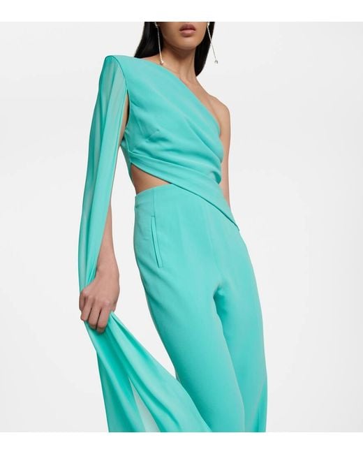 Roland Mouret Blue Asymmetric Cady Jumpsuit