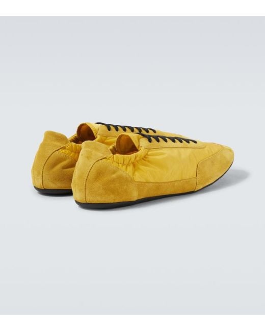 Prada Yellow Re-Nylon And Suede Collapse Sneakers for men