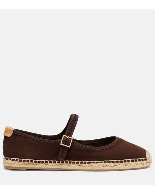 Tory Burch Brown Suede Mary Jane Espadrilles