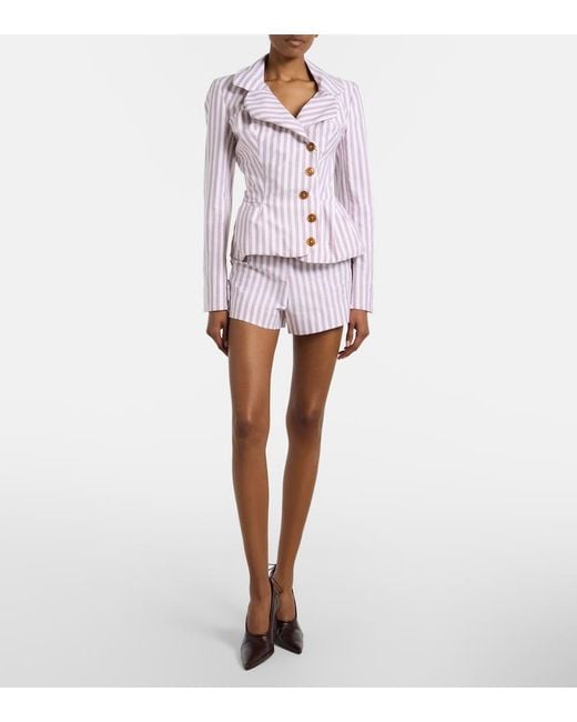 Vivienne Westwood White Elle Pinstripe Cotton Shorts