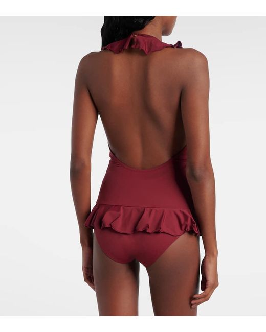 Chloé Red Ruffled Swimsuit