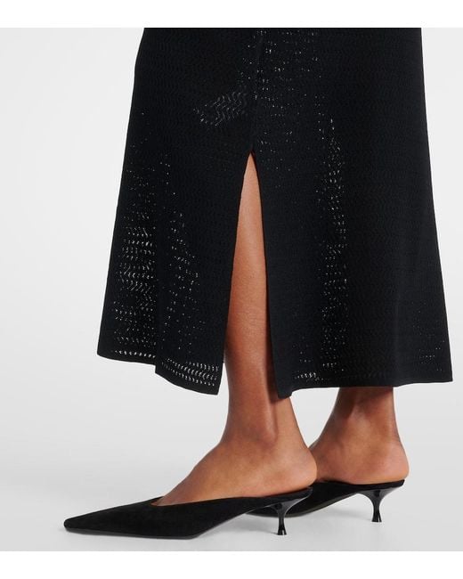 Victoria Beckham Black Pointelle Midi Skirt