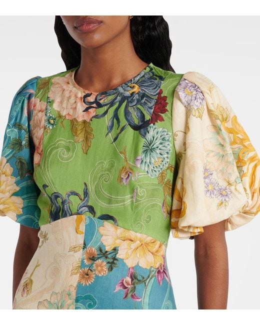 Robe Midi Avery En Lin A Fleurs ALÉMAIS en coloris Green