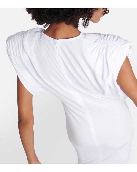 Wardrobe NYC White Ruched Jersey Midi Dress