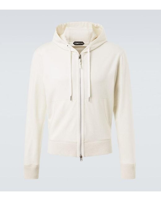 Tom Ford White Cashmere Zip-Up Hoodie for men