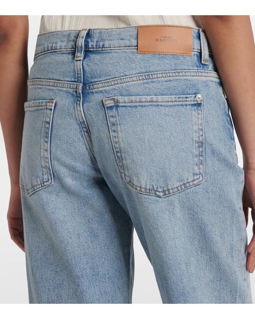 7 For All Mankind Blue Tess Mid-Rise Straight Jeans