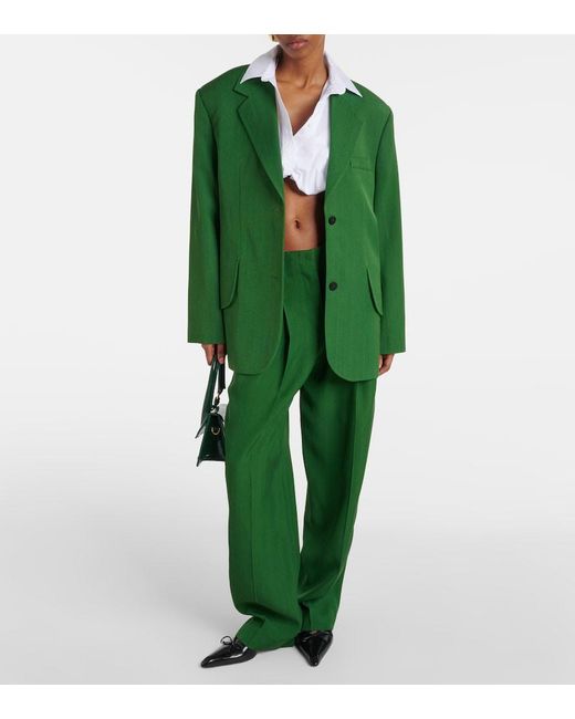 Jacquemus Green Le Pantalon Titolo High-Rise Wide-Leg Pants