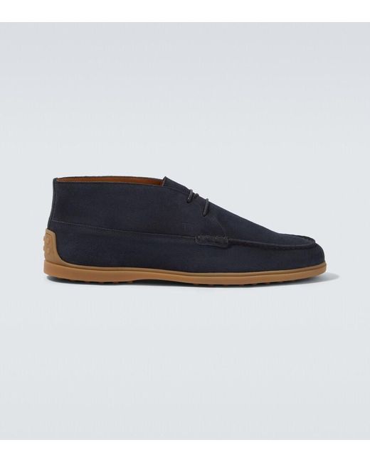 Tod's Blue Suede Desert Boots for men