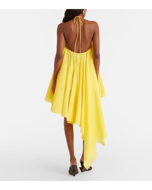 Jacquemus Yellow Triangle Asymmetric Cotton-Blend Minidress