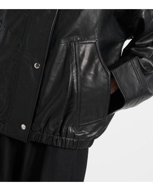 Rohe Black Leather Bomber Jacket